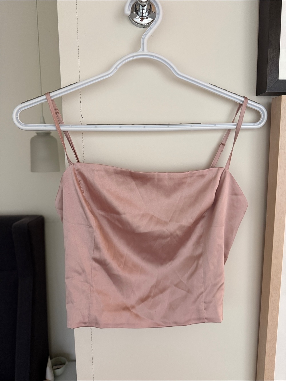 Sunday Best Blush Pink Satin Cami Crop Top